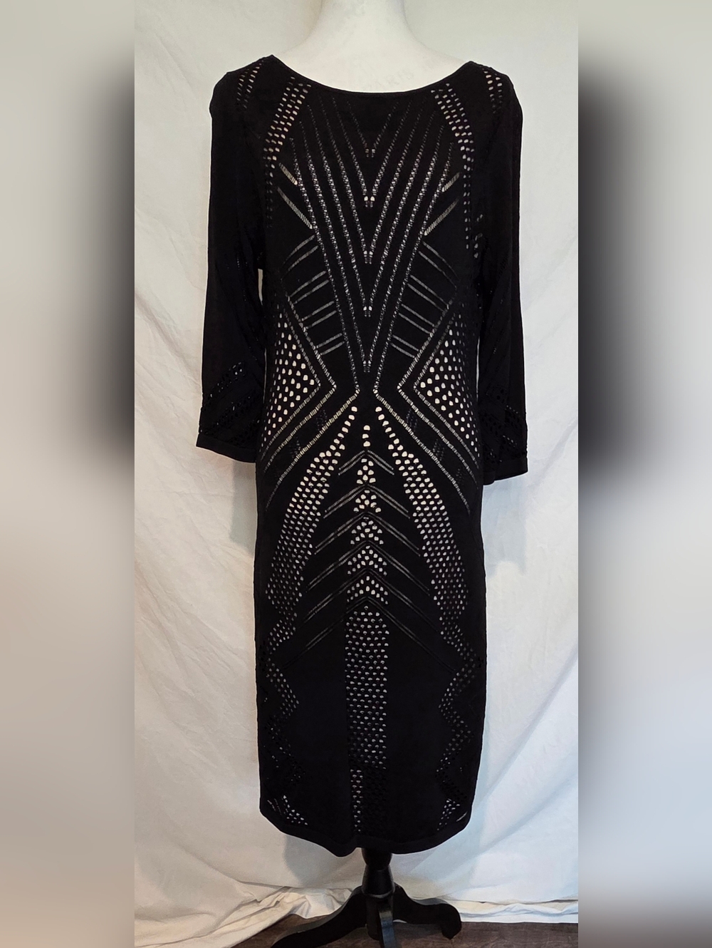 *NWOT* Calvin Klein Black Long Sleeve Laser-Cut  Dress